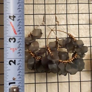 Ruffle Petal Dark Green Hoop Earrings